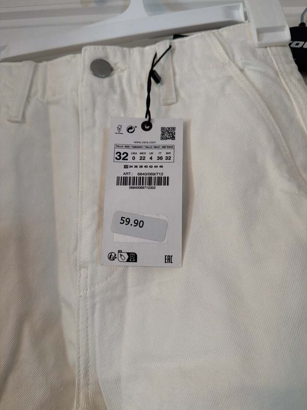 NWT ZARA Signature Denim The Twisted Balloon Pant in Ecru - Picture 2 of 5